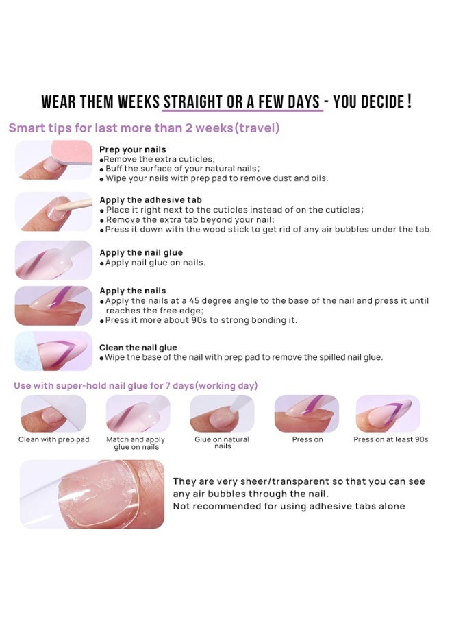 RESONIX 24pcs Short Almond Press-On Nails – White French Tip Fake Nails with Glue, Natural Reusable Stick-On Nails Kit in 12 Sizes, Glossy Acrylic Full Cover Artificial Nails for Women - Image 4