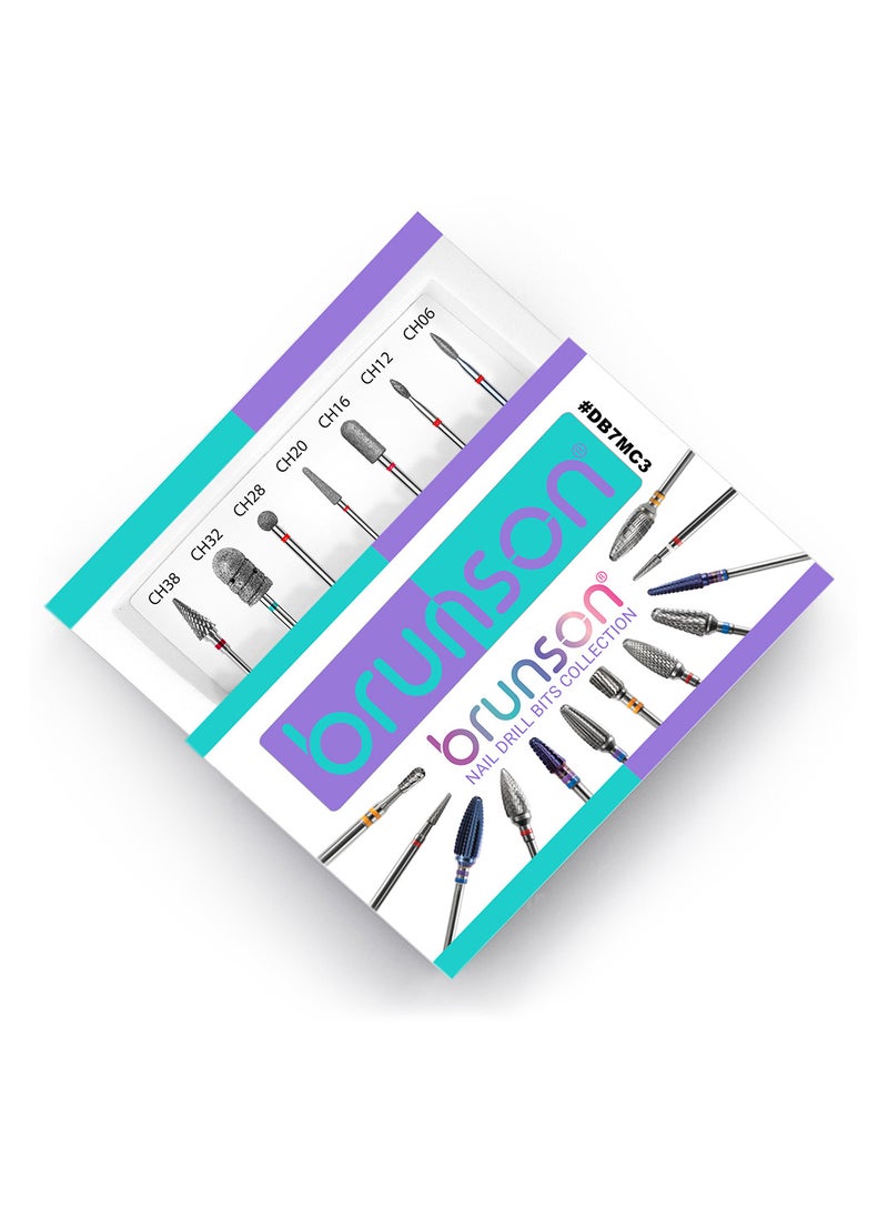 brunson - 7pcs Nail Drill Bits Collection High Grade Steel Diamond Coated Tools for Cuticle Removal Nail Surface Matting and Nail Tip Refining - Image 1