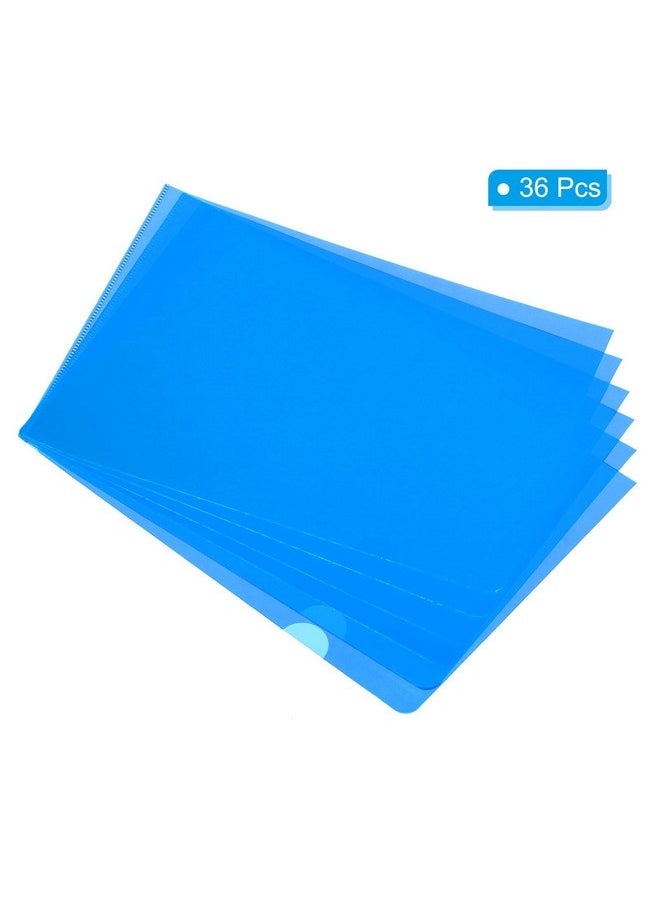PATIKIL - L Type Folders 36 Pack A4 Plastic Clear Document Folder File Jacket Sleeves Project Pockets, Blue - Image 1