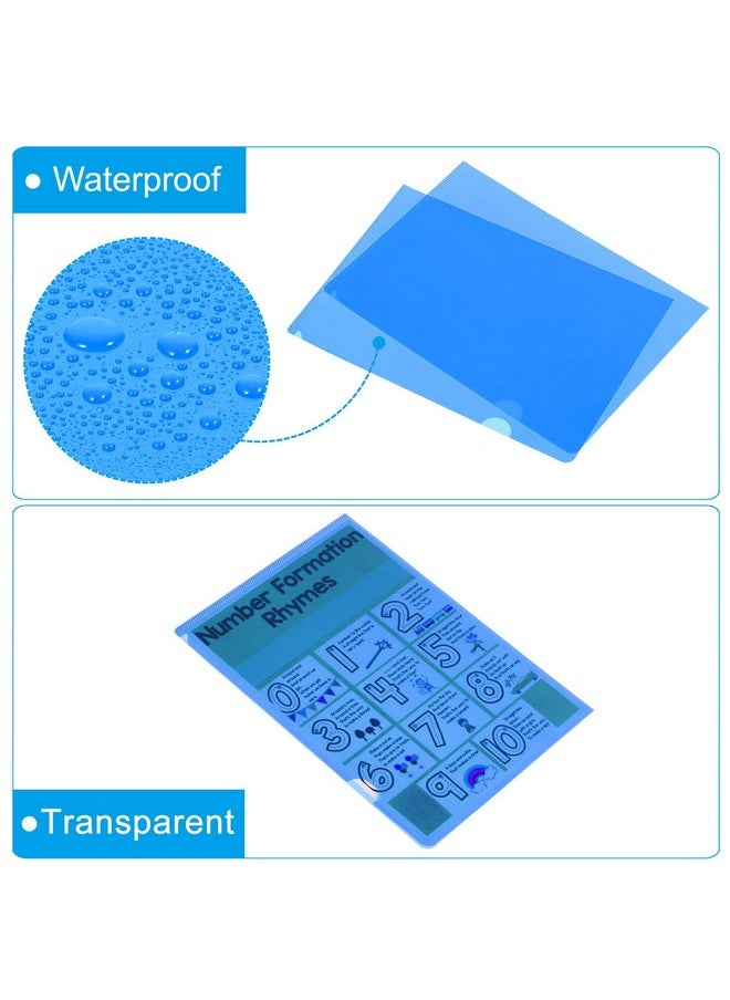 PATIKIL - L Type Folders 36 Pack A4 Plastic Clear Document Folder File Jacket Sleeves Project Pockets, Blue - Image 1