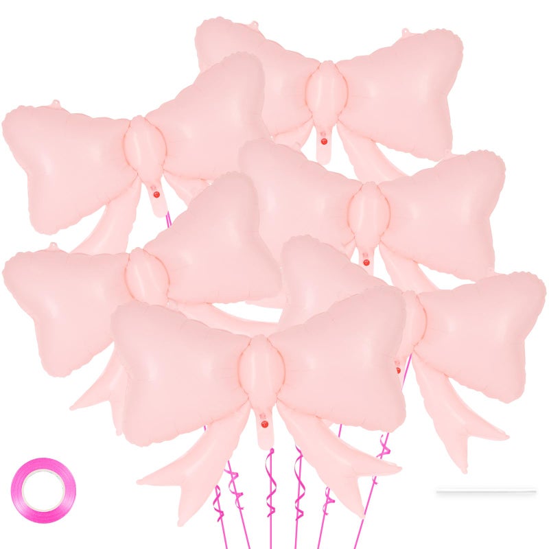 YOTHORN 6 Pcs Pink Bow Balloons for Girls 35 Inch Bow Foil BalloonsPink Bows Gender Reveal Decorations for Birthday Party Wedding Baby Shower Mouse Party Decoration - Image 3
