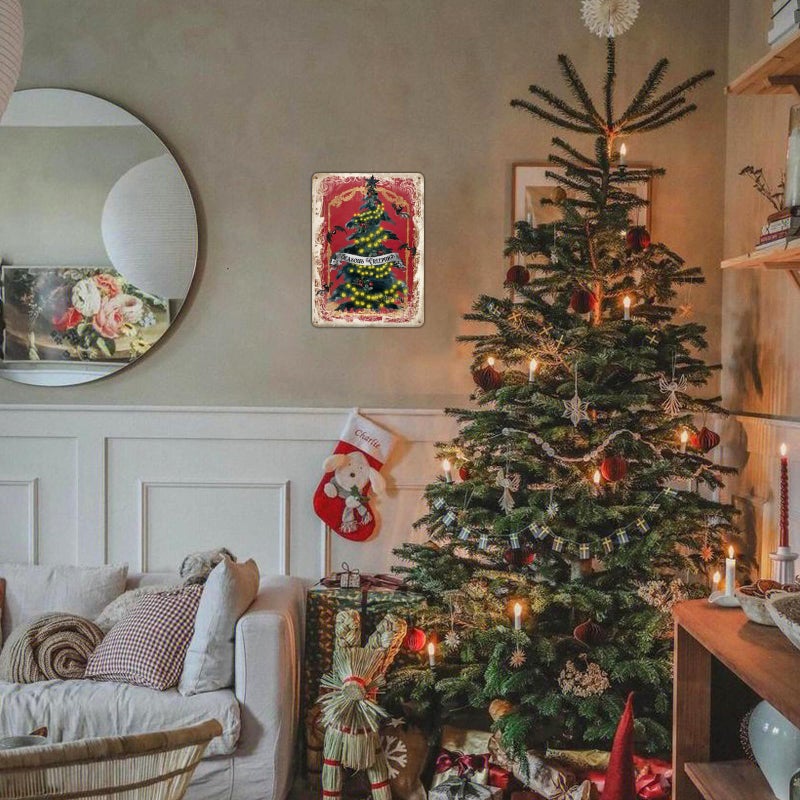 Hyanke Gothic Christmas Tree Sign  Greeting Christmas Metal Sign Tag Wall Decor Tin Sign Funny Decorations for Home Cafes Office Store Pubs Club Plaque Tin Sign 12x16 Inch - Image 5