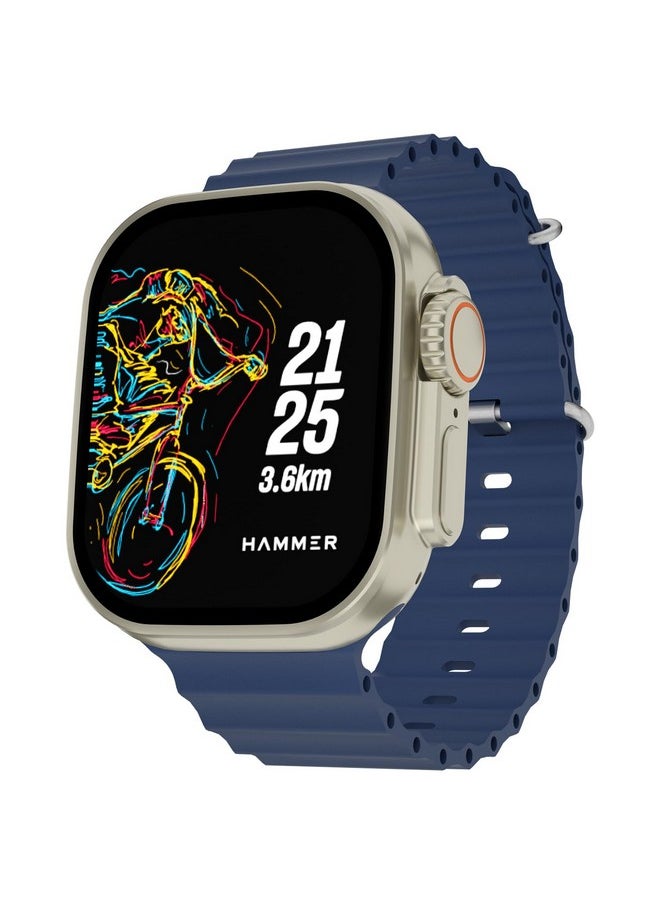 Hammer - HAMMER Active 2.0 Plus 2.1" HD Display Smart Watch with Gesture Control, Bluetooth Calling, DIY Watch Face Studio, Sports Modes, Functional Crown, Dynamic Island Notification, Menstrual Cycle (Blue) - Image 1