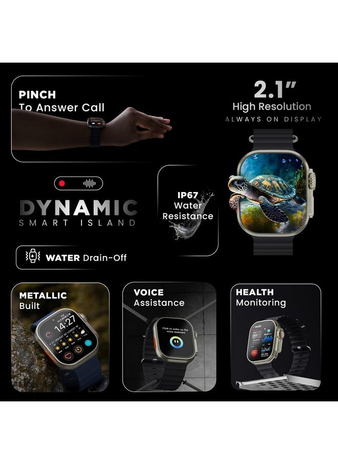 Hammer - HAMMER Active 2.0 Plus 2.1" HD Display Smart Watch with Gesture Control, Bluetooth Calling, DIY Watch Face Studio, Sports Modes, Functional Crown, Dynamic Island Notification, Menstrual Cycle (Blue) - Image 1