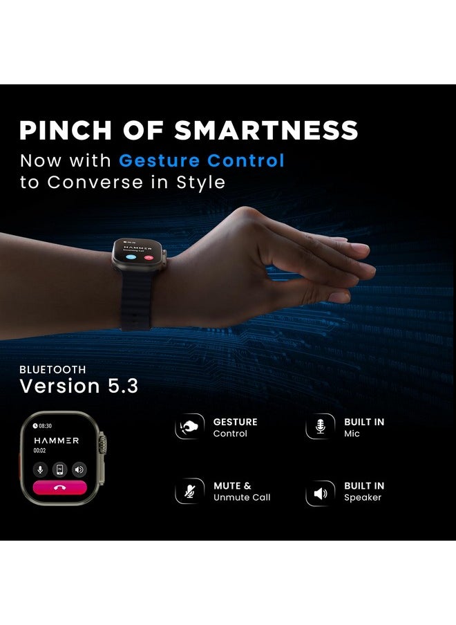 Hammer - HAMMER Active 2.0 Plus 2.1" HD Display Smart Watch with Gesture Control, Bluetooth Calling, DIY Watch Face Studio, Sports Modes, Functional Crown, Dynamic Island Notification, Menstrual Cycle (Blue) - Image 1