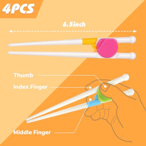 HANSGO Kids Chopsticks, 4 Pairs Training Chopsticks for Toddler Beginners Baby Children, Dishwasher Safe - Image 2