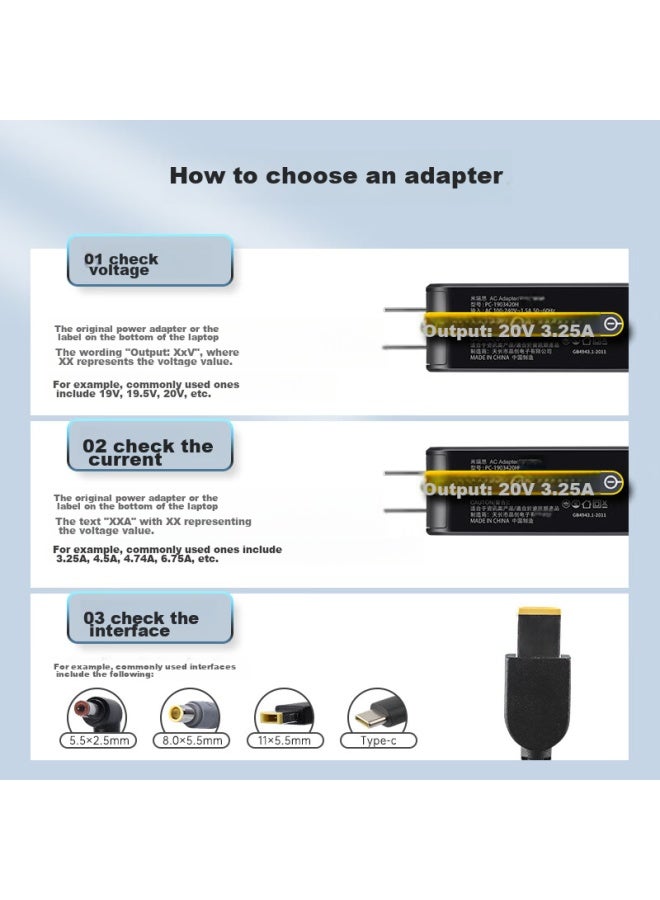 Mryc 65w Thin Round Power Adapter For Lenovo Xiaoxin, 5000, 7000 Air13, Yoga 510s Laptops, 20v 3.25a Portable Charger Cable - Image 5