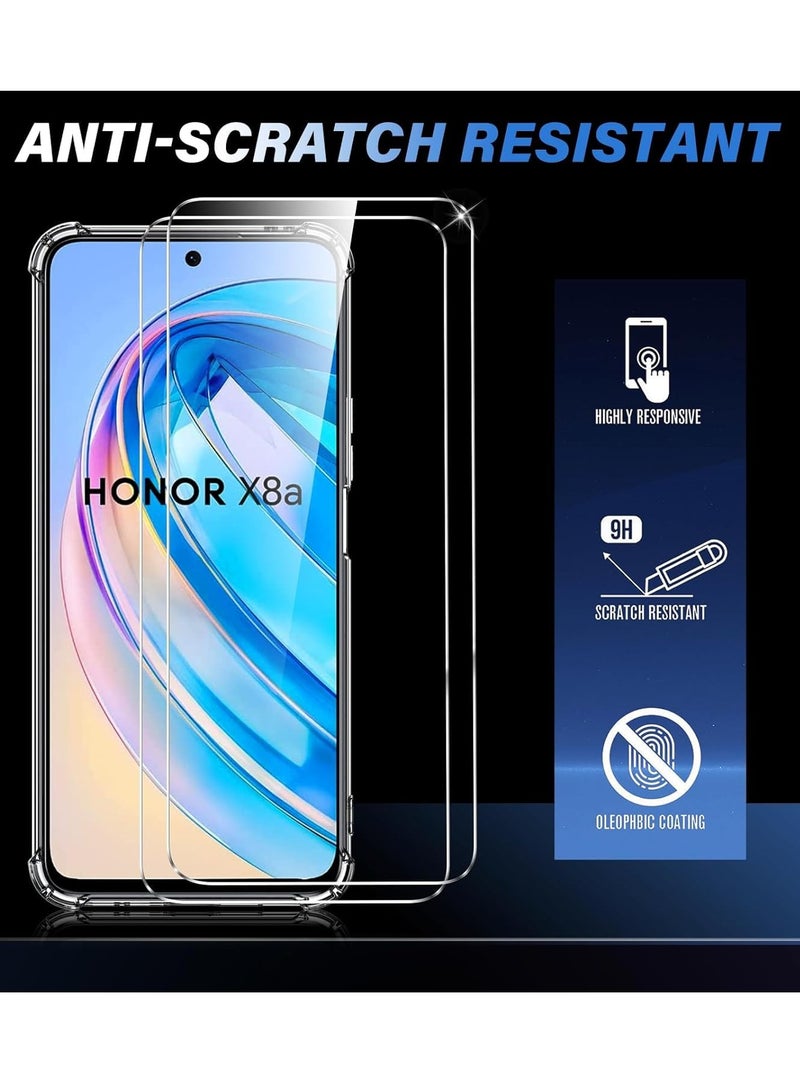 ELTRAZONE Case for Honor X8a with 2 Pieces Tempered Glass Screen Protector – Soft Clear TPU Cover, Shockproof Air Cushion Bumper Protection - Image 5