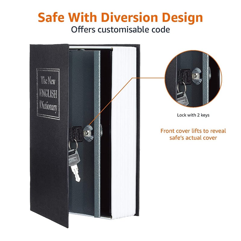 Brajin Book Locker Dictionary Stainless Steel Hidden Safe Jewellery BoxCash Locker for Home and Office Multicolour Key - Image 4
