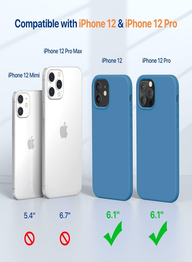 ميراكيس جراب Miracase متوافق مع iPhone 12 وiPhone 12 Pro، جراب من المطاط السائل من جل السيليكون لحماية الجسم بالكامل ضد الصدمات والسقوط لهاتف iPhone 12/12 Pro مقاس 6.1 بوصة، أزرق كابري - Image 2