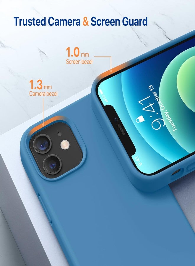 ميراكيس جراب Miracase متوافق مع iPhone 12 وiPhone 12 Pro، جراب من المطاط السائل من جل السيليكون لحماية الجسم بالكامل ضد الصدمات والسقوط لهاتف iPhone 12/12 Pro مقاس 6.1 بوصة، أزرق كابري - Image 5