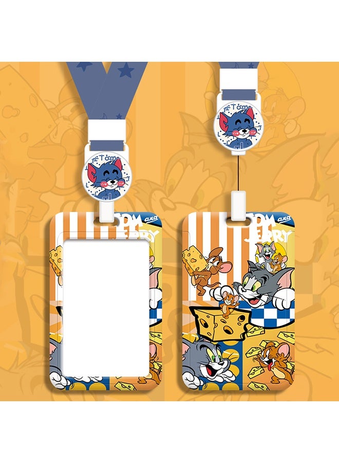 STITCH Tom and Jerry Cartoon ID Card Holder with Retractable Lanyard, Badge Holder for Student School Card, Bus Card, Work ID Badge - Image 1