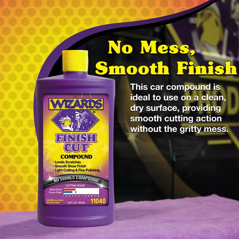 Wizards Finish Cut Compound - Levels Scratches and Brightens Dull Finishes - Easy Clean-Up for Automotive and Auto Paint Correction - Non-Greasy Water-Based Polish for a Smooth Show Finish - 32 oz - Image 4