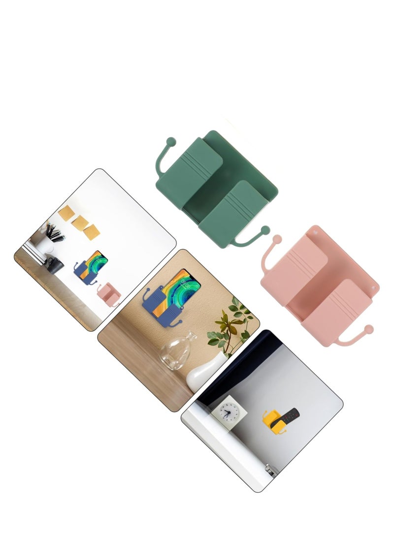 2 pcs Mobile Phone Holder Wall Cans Remote Controller Wall Storage Wall Mounted Phone Holder Phone Holder for Wall Phone Wall Holder Remote Control Abs Trash Can Multifunction  - Image 4