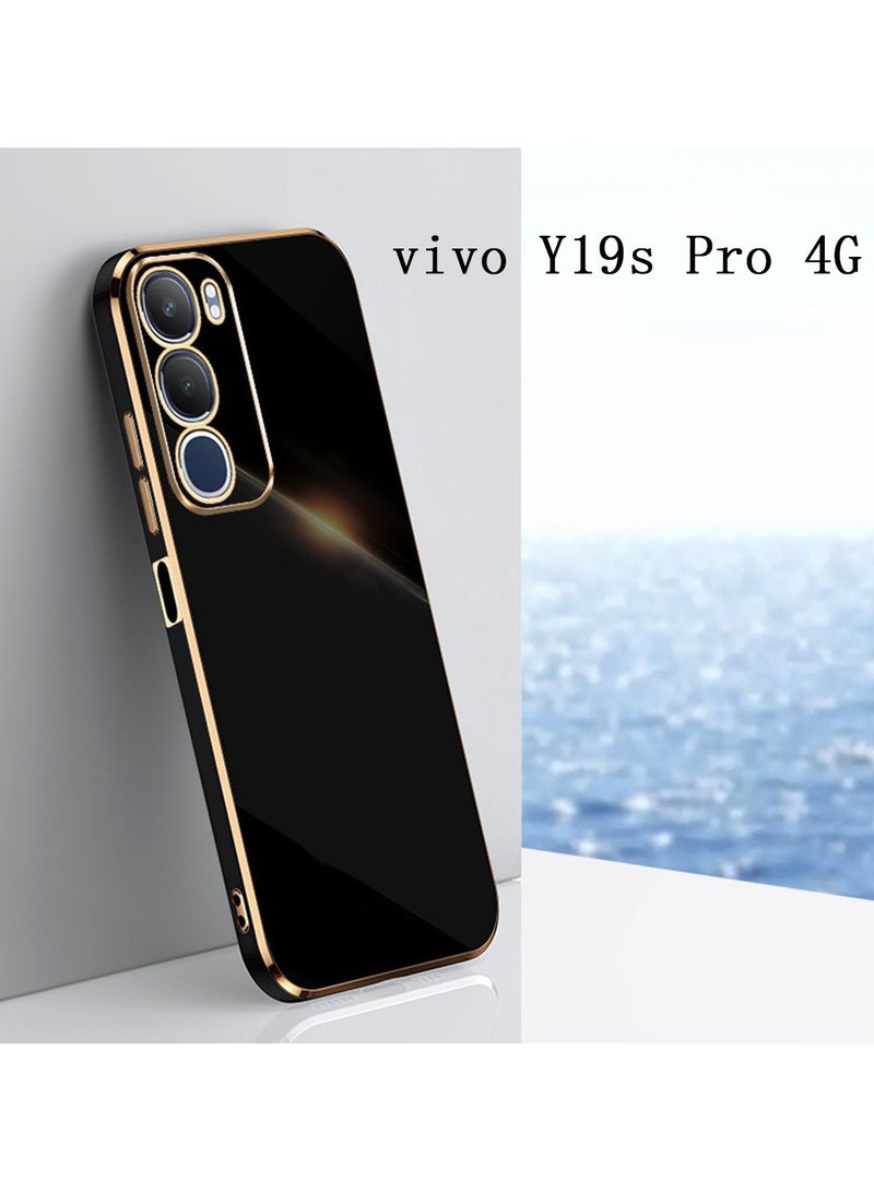 for vivo Y19s Pro 4G Case, Plating Soft Back Cover, Raised Full Camera Protection, Slim Thin TPU Mobile Phone Case for vivo Y19s Pro 4G, Black