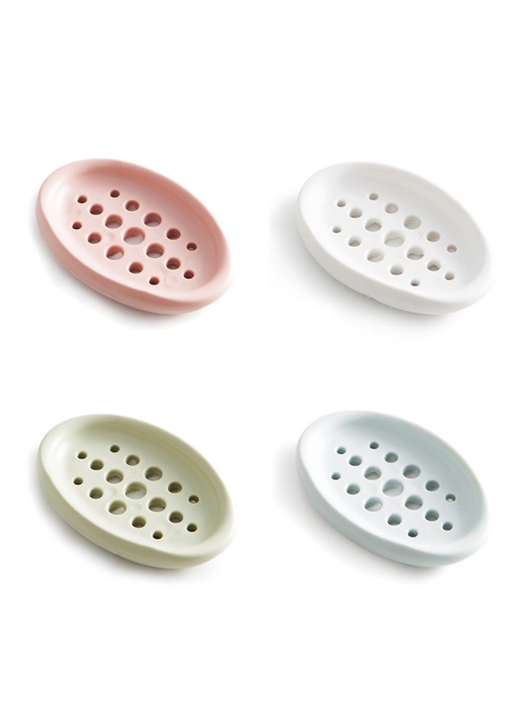 4PCS Silicone Soap Dish Self Draining Soap Holder Non-Slip Soap Draining Tray Dish  - Image 1