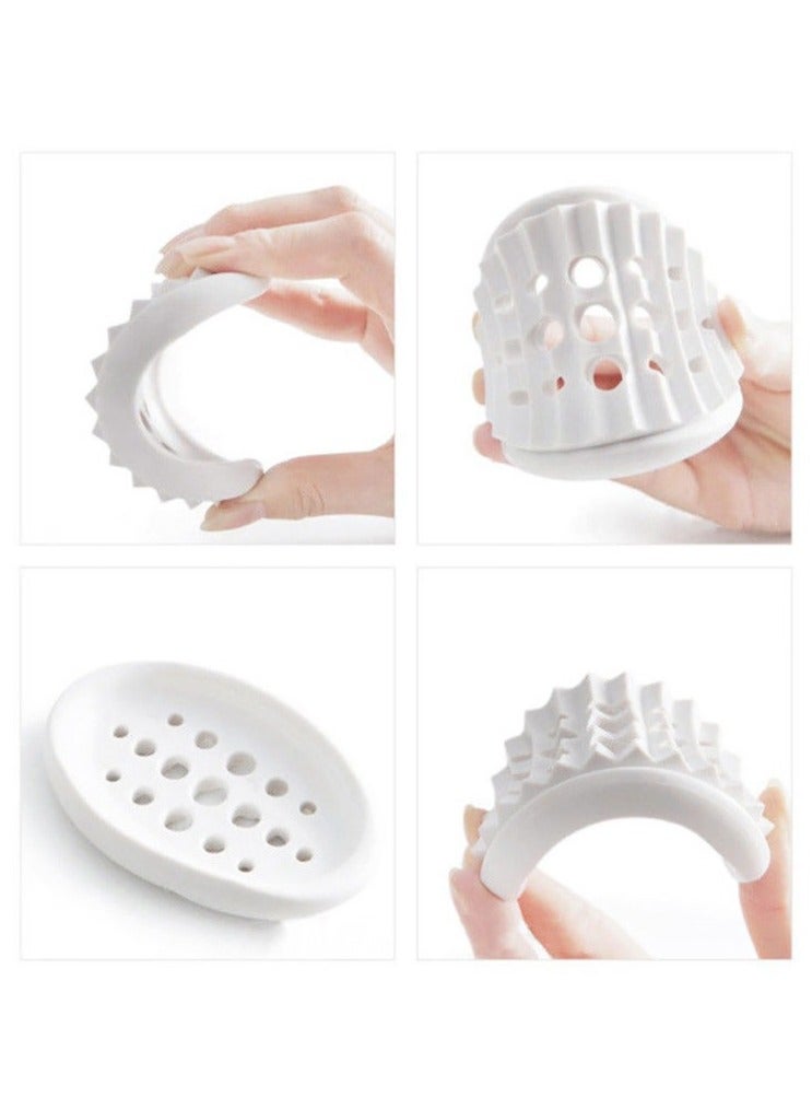 4PCS Silicone Soap Dish Self Draining Soap Holder Non-Slip Soap Draining Tray Dish  - Image 5
