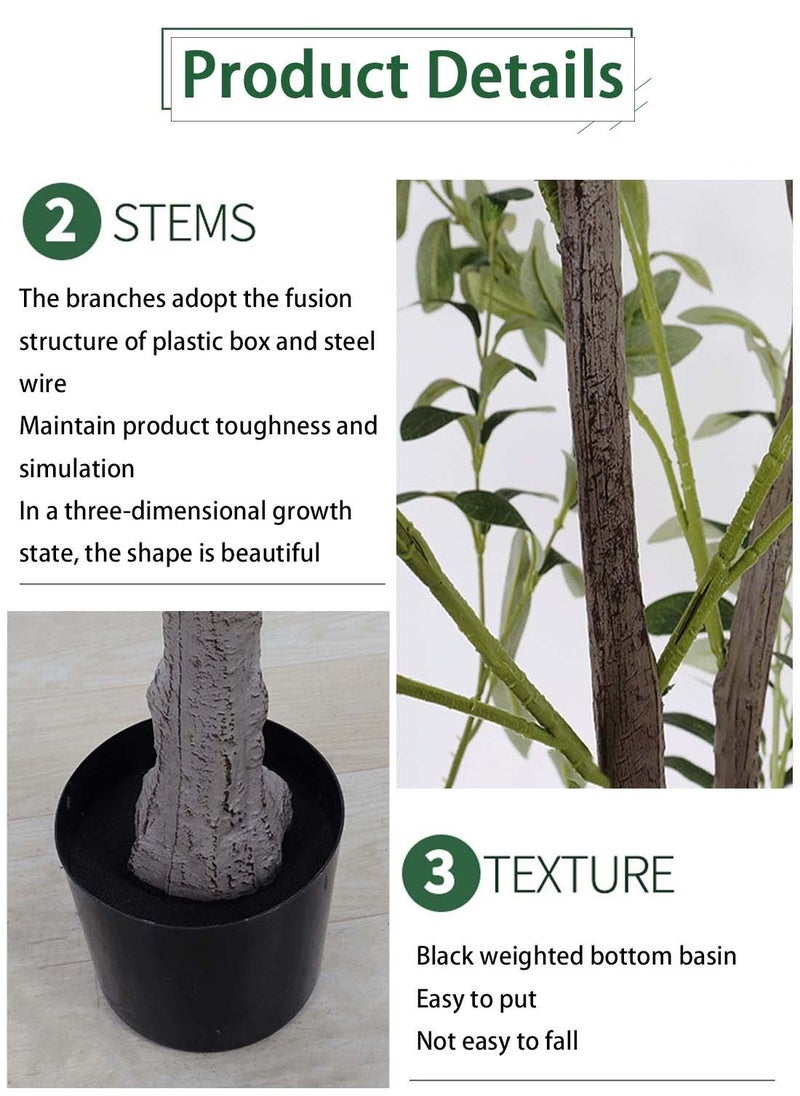 Viden - 180CM Artificial Tree Fake Plant Pot Artificial Tree Decoration Greenery Belt Realistic Green Olive Tree and Plastic Pot Home Decor Office Indoor Outdoor Balcony Living Room - Image 1