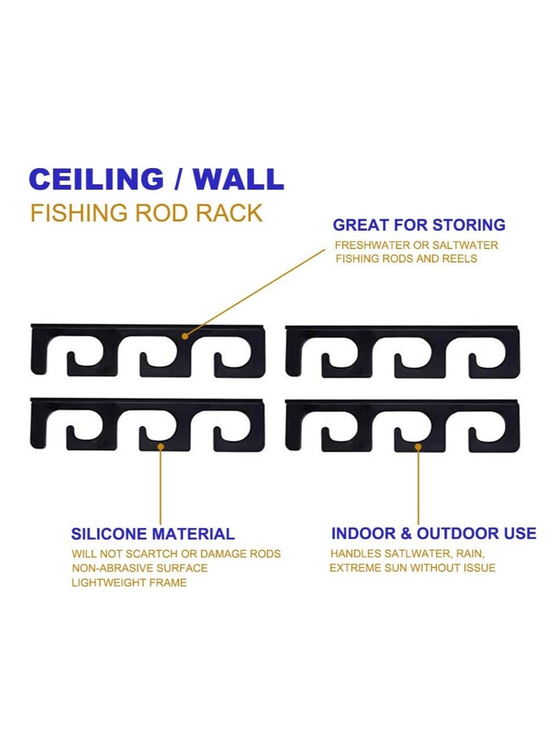 4 Pcs Fishing Rod Holder Ultra Strong Wall and Ceiling Mount Storage Rack Weatherproof Holds 6 Rods for Garage Indoor Outdoor - Image 4