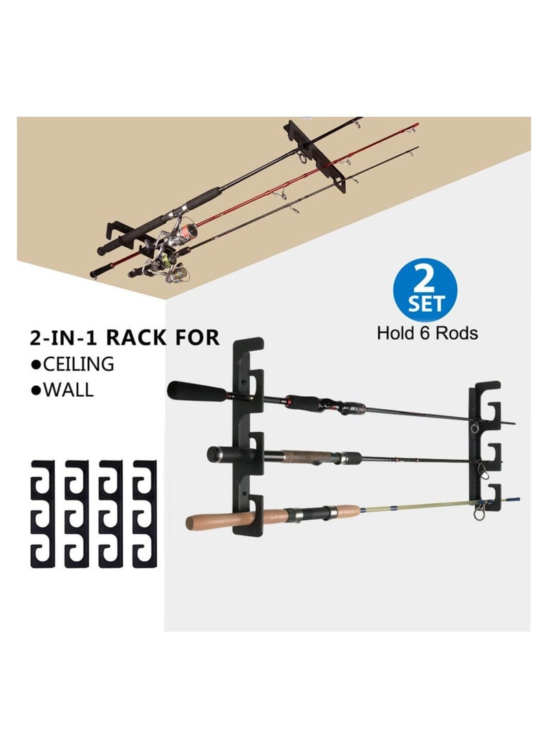 4 Pcs Fishing Rod Holder Ultra Strong Wall and Ceiling Mount Storage Rack Weatherproof Holds 6 Rods for Garage Indoor Outdoor - Image 2