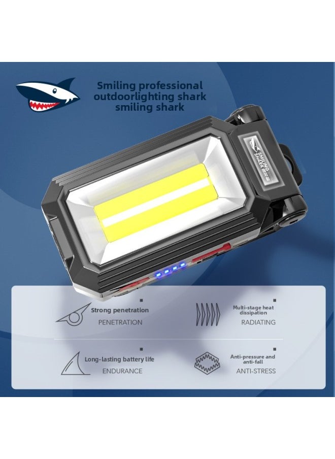 Generic - Smiling Shark Car Maintenance Work Light USB Charging With Magnet Hook Maintenance Light Electric Red And Blue Flashing Emergency Light-Color:W559 Work Light ] - Image 1