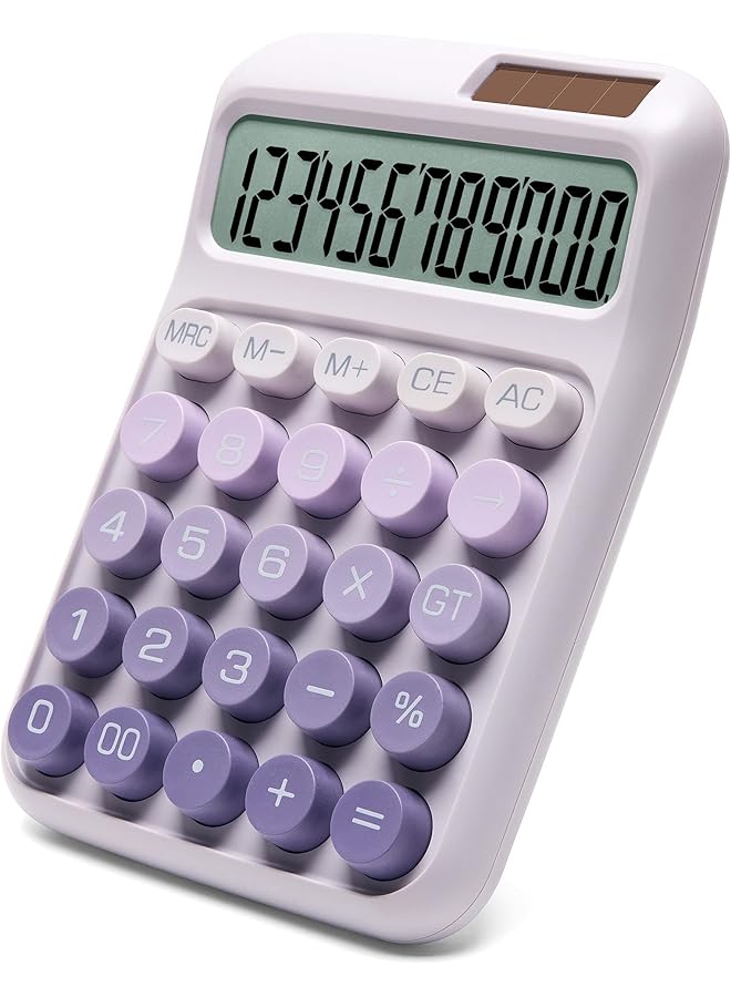 erorex Desk Calculator With Easy To Read Large Lcd Display Solar And Battery Dual Power Desktop Calculators For Office And Study Ombre Purple - Image 1