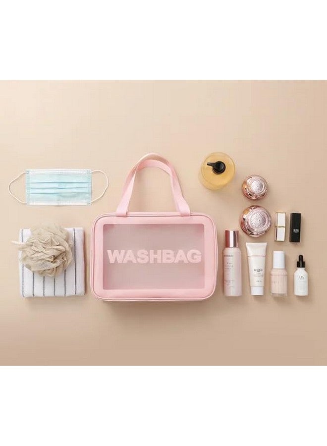 TAMADAA HR MALL 3 Pieces Transparent Cosmetic Wash Bags, Travel Toiletry Makeup Storage Bag, Clear Cosmetics Carry Pouch, 3 Pcs Traveling Set, 3 Different Sizes for Multipurpose Use - Image 5