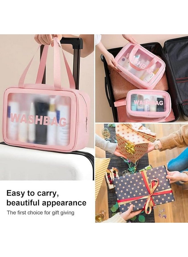 TAMADAA HR MALL 3 Pieces Transparent Cosmetic Wash Bags, Travel Toiletry Makeup Storage Bag, Clear Cosmetics Carry Pouch, 3 Pcs Traveling Set, 3 Different Sizes for Multipurpose Use - Image 4