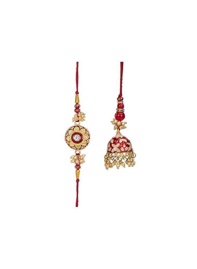 مجموعة راخيس من كاميري بازار ميناكاري للأخوة والأخوات مع عبوة رولي وتشاور - راخي للأخ، بهيا، بهاي - لمبا راخي للبهيا، الأخت - Image 1