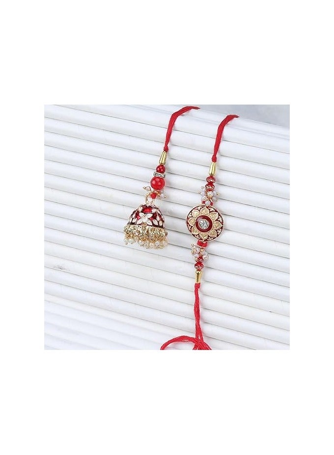 مجموعة راخيس من كاميري بازار ميناكاري للأخوة والأخوات مع عبوة رولي وتشاور - راخي للأخ، بهيا، بهاي - لمبا راخي للبهيا، الأخت - Image 2