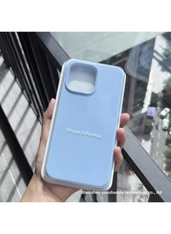 Suitable For iphone16 Solid Silicone Phone Case For Apple 15 Official Same Liquid 14 All-inclusive 13 Drop-resistant Case-Color:Sky Blue [with Packaging Box + Label]-Applicable Models:For iphone13promax