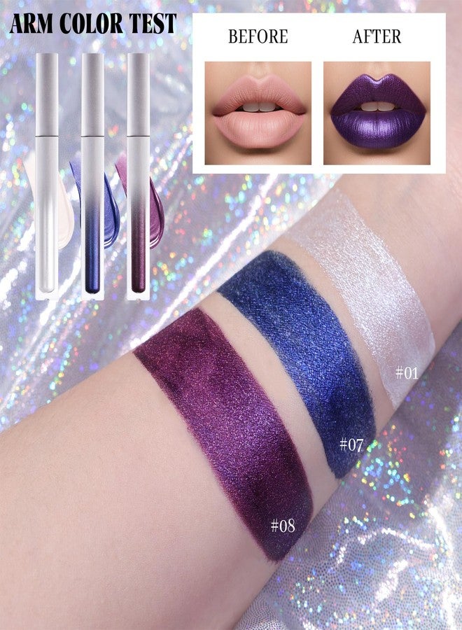 DAGEDA Glitter Blue Lipstick, Diamond Pearl Metallic Liquid Lipstick, Moisturizing, Longlasting Shimmer Lip Gloss, High-shine Blue Lip Makeup for Women - Image 4