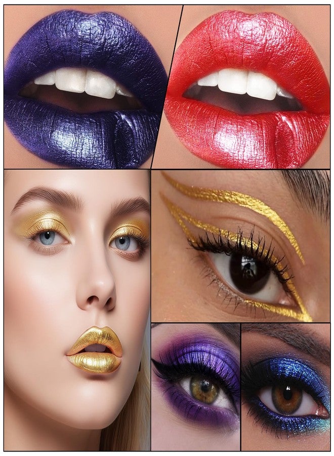 DAGEDA Glitter Blue Lipstick, Diamond Pearl Metallic Liquid Lipstick, Moisturizing, Longlasting Shimmer Lip Gloss, High-shine Blue Lip Makeup for Women - Image 3