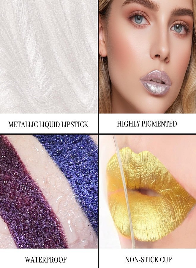 DAGEDA Glitter Blue Lipstick, Diamond Pearl Metallic Liquid Lipstick, Moisturizing, Longlasting Shimmer Lip Gloss, High-shine Blue Lip Makeup for Women - Image 5