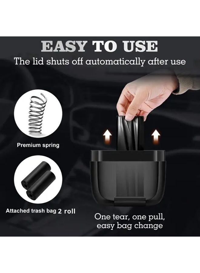 Universal Black Car Trash Can With Storage Box And 2 Rolls Of Trash Bags - Image 5