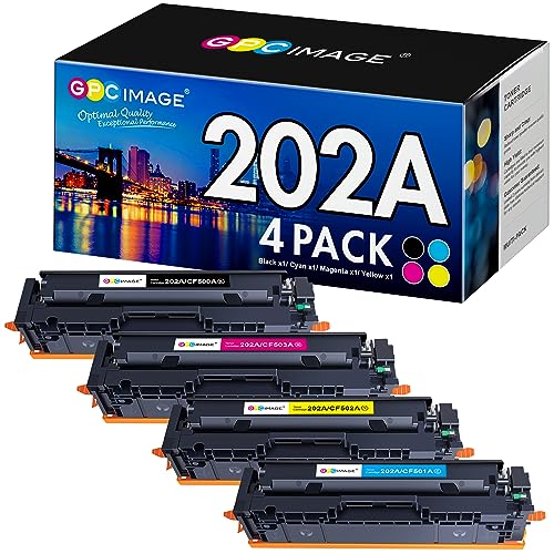 GPC Image Compatible Toner Cartridge Replacement for HP 202A CF500A 202X to use with HP Color Pro MFP M281fdw M281cdw M254dw M281fdn M254 M281 Toner Printer (Black Cyan Yellow Magenta, 4-Pack) - Image 1