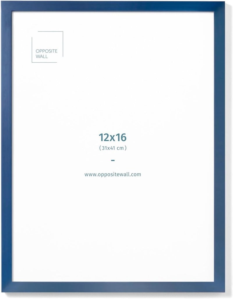 Opposite Wall - 12x16 in - Real Wood Blue Picture Frame - Lightweight, Versatile & Shatterproof - Wall Hanging Poster or Photo Frame - Wall Decor for Office, Gallery & Home - Image 1