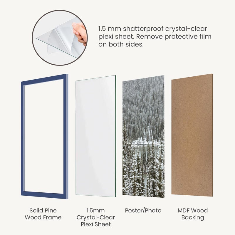 Opposite Wall - 12x16 in - Real Wood Blue Picture Frame - Lightweight, Versatile & Shatterproof - Wall Hanging Poster or Photo Frame - Wall Decor for Office, Gallery & Home - Image 4