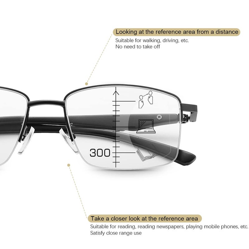 MIRYEA Photochromic Progressive Multifocus Reading Glasses W/ Spring Hinges 180 Transition Multifocal UV400 Sunglasses Sun Readers Blue Light Blocking Computer Eyeglasses Anti Glare Presbyopia for Men Women - Image 3