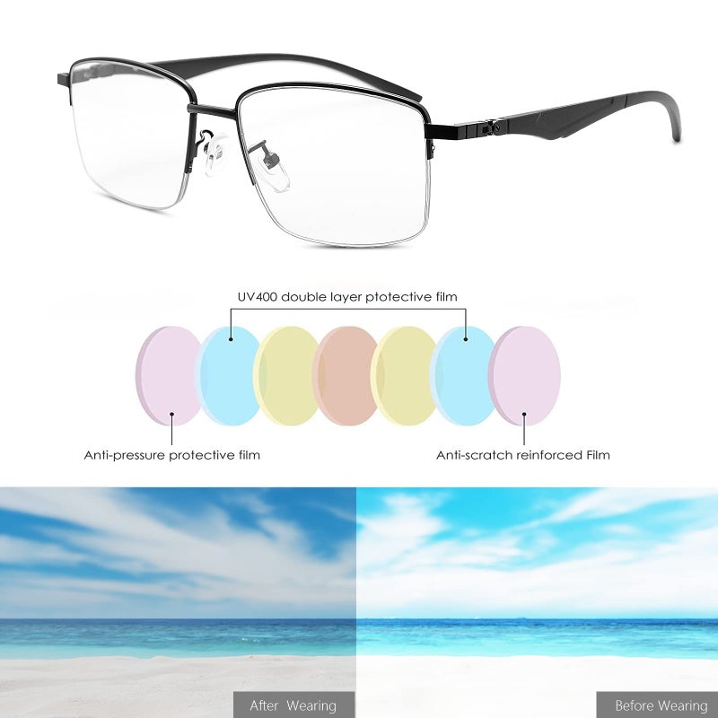MIRYEA Photochromic Progressive Multifocus Reading Glasses W/ Spring Hinges 180 Transition Multifocal UV400 Sunglasses Sun Readers Blue Light Blocking Computer Eyeglasses Anti Glare Presbyopia for Men Women - Image 5