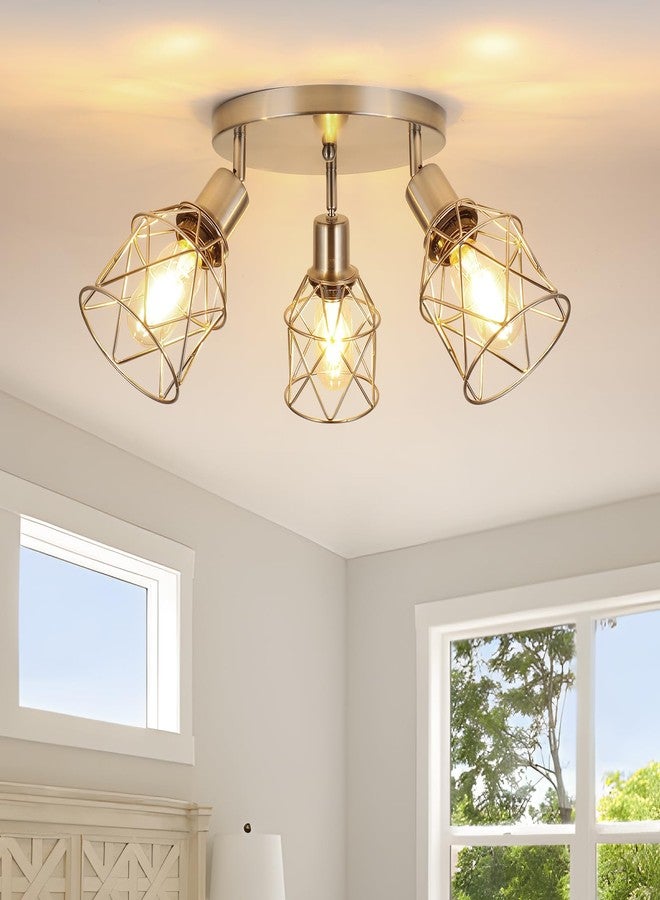WILON Semi Flush Mount Ceiling Light 3-Light Brushed Nickel Close to Ceiling Light Fixtures, Kitchen Light Fixtures Ceiling Mount E26 Base Multi-Directional Ceiling Lamp Modern Hallway Light Fixtures - Image 1