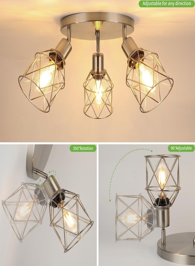 WILON Semi Flush Mount Ceiling Light 3-Light Brushed Nickel Close to Ceiling Light Fixtures, Kitchen Light Fixtures Ceiling Mount E26 Base Multi-Directional Ceiling Lamp Modern Hallway Light Fixtures - Image 4