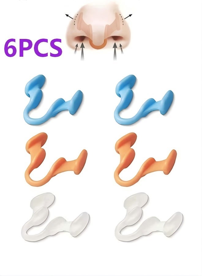 ٦ قطع من أجهزة إيقاف الشخير الصغيرة، مشبك أنف سيليكون مضاد للشخير، مريح وقابل لإعادة الاستخدام لتخفيف الشخير - Image 1