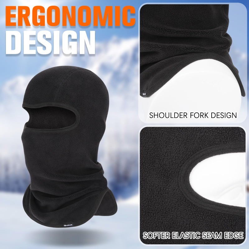 GXCROR Balaclava Ski Mask Fleece Balaclava Face Mask for Men Women Winter for Cycling Motorcycle,Snowboarding and Skiing Black - Image 4