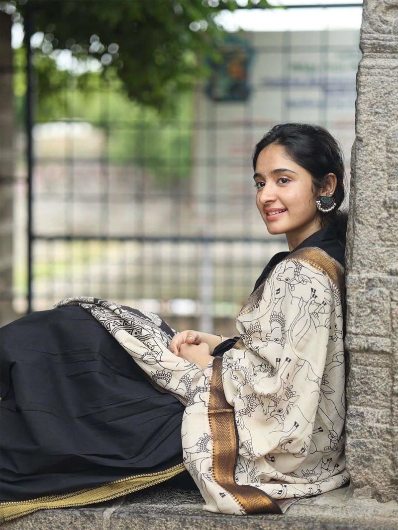 ANNI DESIGNER Women's Rayon Viscose Anarkali Solid Kurta with Pant and Dupatta (KABUTARI BLACK-VKS01_L_Black_Large) - Image 4