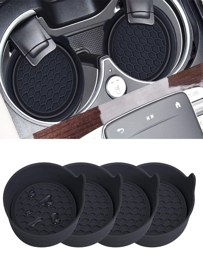 روكاوات 4 عبوات من قواعد أكواب السيارة، مقاومة للماء، مضادة للانزلاق، حامل أكواب مضاد للانسكاب، ملحقات داخلية للسيارة، حامل أكواب للسيارة، كوب قهوة أسود - Image 1