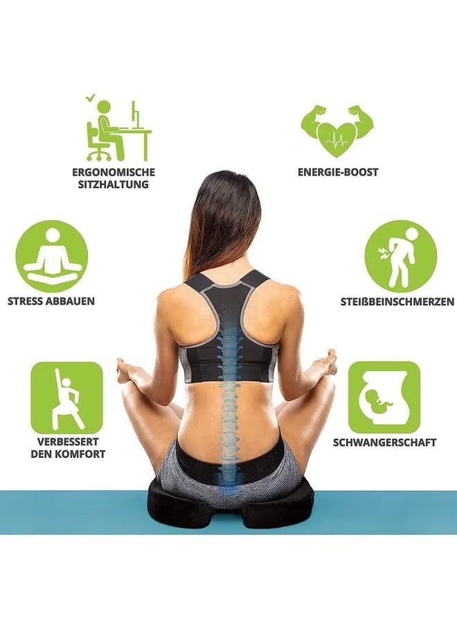 Gel Enhanced Seat Memory Foam Cushion Pad Non-Slip Memory Foam Coccyx Cushion for Tailbone Pain Desk Chair Car Seat Cushion Driving Office Chair Cushion