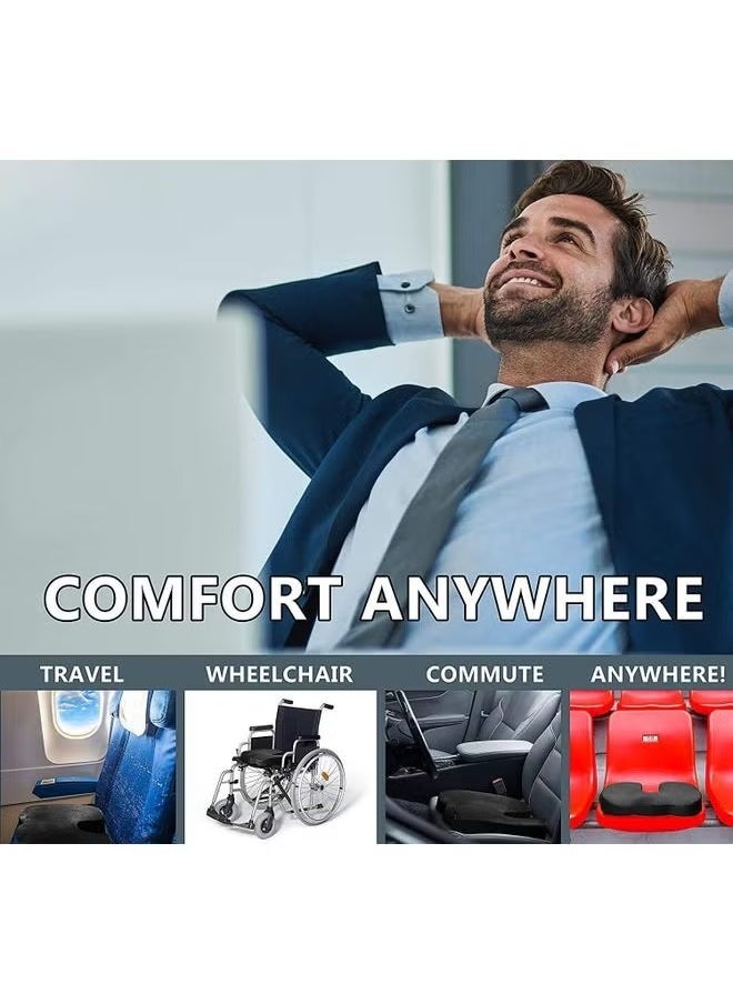 Gel Enhanced Seat Memory Foam Cushion Pad Non-Slip Memory Foam Coccyx Cushion for Tailbone Pain Desk Chair Car Seat Cushion Driving Office Chair Cushion
