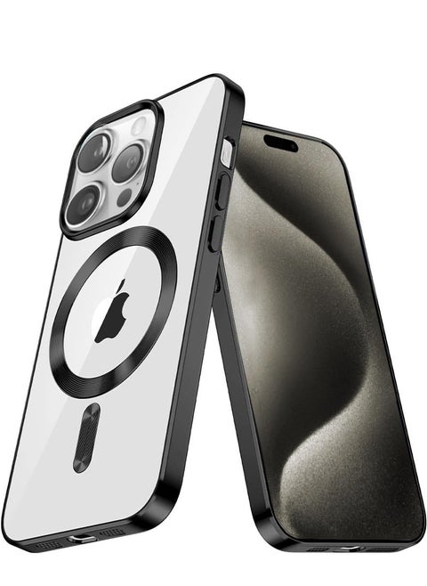 Magnetic Case for iPhone 15 Pro, Compatible with Magsafe, Matte Translucent Mobile Phone Case for iPhone 15 Pro, Scratch-Resistant PC Back + TPU Bumper