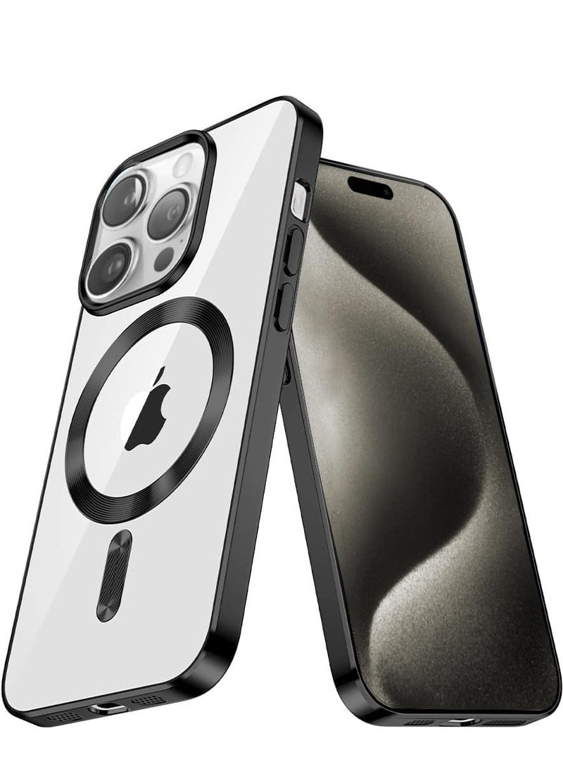 Magnetic Case for iPhone 15 Pro, Compatible with Magsafe, Matte Translucent Mobile Phone Case for iPhone 15 Pro, Scratch-Resistant PC Back + TPU Bumper